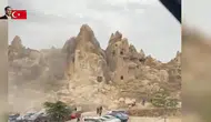 Kapadokya'da peribacası çöktü! Ölü yaralılar var