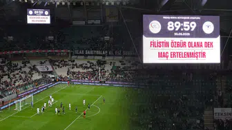 Konyaspor-Filistin maçı neden 89.59’da bitti? Statta dikkat çeken an