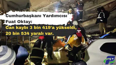 Can kaybı 3 bin 419'a yükseldi, 20 bin 534 yaralı var.
