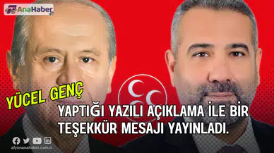 MHP'li Yücel Genç,  Teşekkür Mesajı Yayınladı