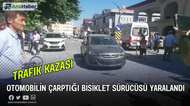 Otomobilin Çarptığı Bisiklet Sürücüsü Yaralandı