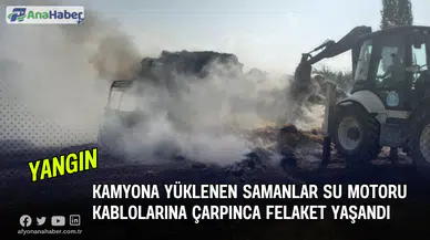 Kamyona Yüklenen Samanlar  Yangına Sebep Oldu