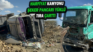 Hafriyat Kamyonu Şeker Pancarı Taşıyan Tıra Çarptı, 3 Kişi Yaralandı
