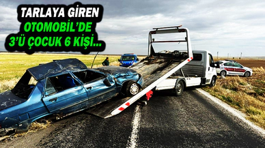 Tarlaya Giren Otomobilde 3' Ü Çocuk 6 Kişi…