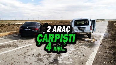 2 Aracın Çarpıştığı Kazada Biri Çocuk 4 Kişi Yaralandı