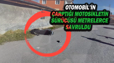 Otomobilin Çarptığı Motosikletin Sürücüsü Metrelerce Savruldu