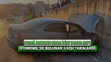 İstinat Duvarına Çarpan Otomobilde 3 Kişi Yaralandı