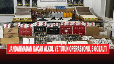 Jandarmadan Kaçak Alkol Ve Tütün Operasyonu, 5 Gözaltı