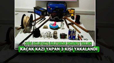 Define Avcıları Kazıya Başlayamadan Jandarmaya Yakalandı