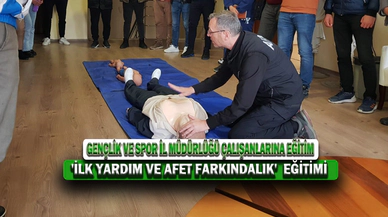 Gençlik ve Spor İl Müdürlüğü Çalışanlarına 'İlk Yardım Ve Afet Farkındalık' Eğitimi