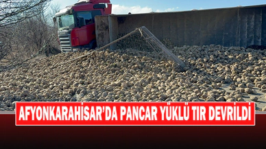 Pancar Yüklü Tır Devrildi