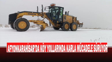 Afyonkarahisar’da Köy Yollarında Karla Mücadele Sürüyor