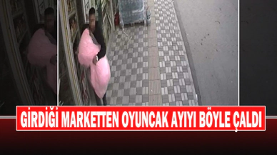Girdiği Marketten Oyuncak Ayıyı Böyle Çaldı