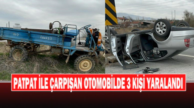 Patpat İle Çarpışan Otomobilde 3 Kişi Yaralandı