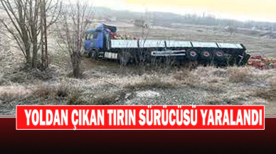 Yoldan Çıkan Tırın Sürücüsü Yaralandı