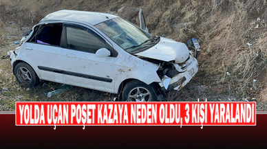Yolda Uçan Poşet Kazaya Neden Oldu, 3 Kişi Yaralandı