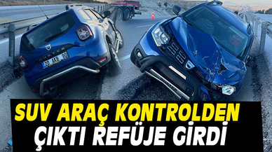 Kontrolden çıkan SUV refüje girdi