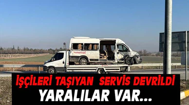 Afyonkarahisar'da işçi servisi devrildi