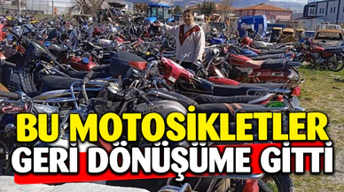 Yediemin otoparkındaki motosikletler geri dönüşüme gönderildi