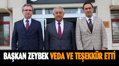 Başkan Zeybek veda ve teşekkür etti