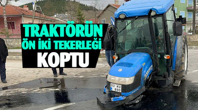 Afyonkarahisar’da kaza, traktörün ön iki tekerleği koptu