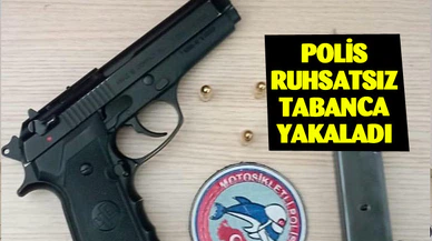 Motosikletli timler ruhsatsız tabanca ele geçirdi