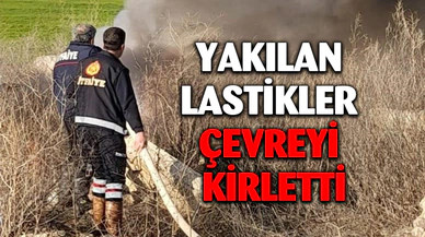Afyon'da yakılan lastikler çevreyi kirletti