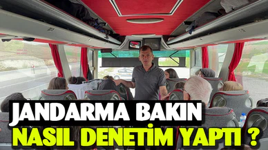 Afyon'da sivil trafik jandarması bindiği yolcu otobüsünde denetim yaptı