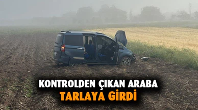 Tarlaya giren hafif ticari araçta 3 kişi yaralandı