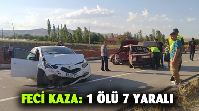 İki otomobilin çarpıştığı kazada 1 kişi öldü, 7 kişi yaralandı