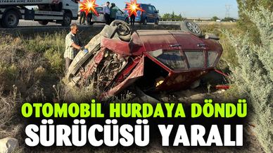 Hurdaya dönen otomobilde sürücü kazayı yaralı atlattı