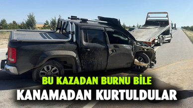Takla atan araçtan burunları dahi kanamadan çıktılar