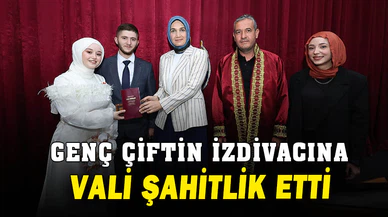 Çiçeği burnunda çiftin mutluluklarına vali şahitlik yaptı