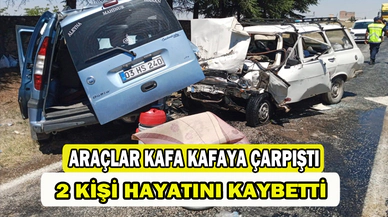 Kafa kafaya çarpışan araçlardaki 2 kişi öldü, 1 kişi yaralandı 