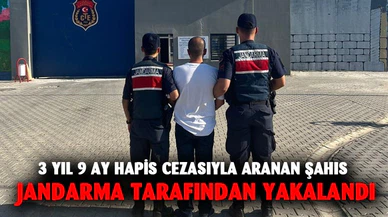 3 yıl 9 ay hapis cezasıyla aranan şahıs jandarma tarafından yakalandı