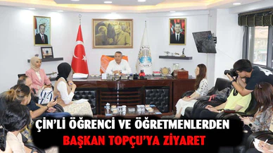 Çin’li öğrenci ve öğretmenlerden Başkan Topçu’ya ziyaret