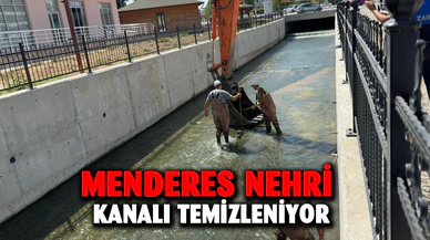 Menderes nehri kanal temizliği tüm hızıyla devam ediyor