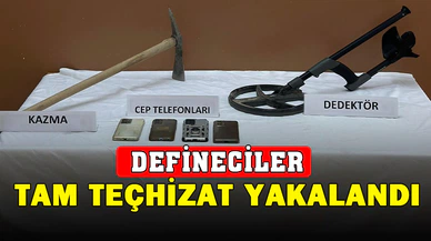 Dedektör ve kazma ile define arayan 4 kişiyi jandarma yakaladı