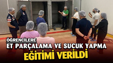 Öğrencilere et parçalama ve sucuk yapımı öğretildi