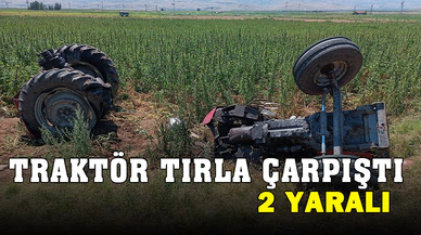 Traktör ile tırın çarpıştığı kazada 2 kişi yaralandı
