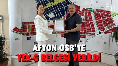 OSB’ye YEK- G belgesi verildi