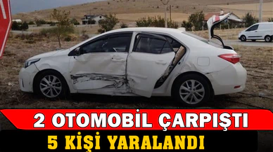İki otomobil çarpıştı 5 kişi yaralandı