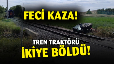 Afyonkarahisar'da yolcu treni hemzemin geçitte traktöre çarptı