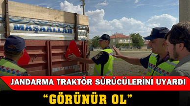 Jandarma traktör sürücülerine eğitim verip, reflektör dağıttı