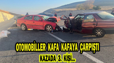 Otomobillerin kafa kafaya çarpıştığı kazada 3 kişi yaralandı