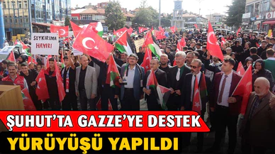Şuhut'ta Gazze'ye destek için yürüdüler
