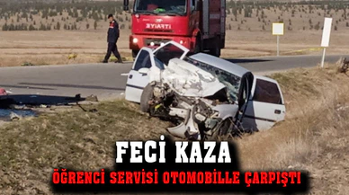 Afyonkarahisar'da öğrenci servisi kaza yaptı