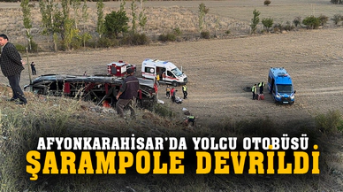 Afyonkarahisar'da yolcu otobüsü devrildi