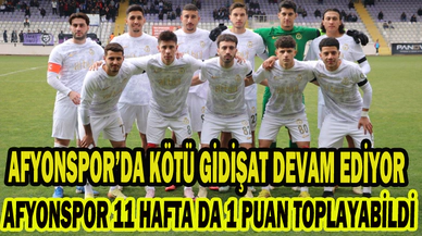 AFYONSPOR’DA KÖTÜ GİDİŞAT DEVAM EDİYOR