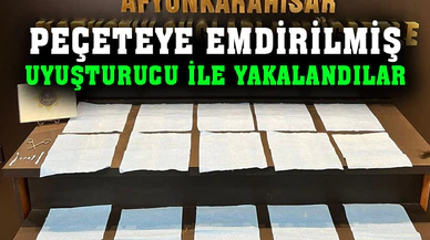 Afyonkarahisar'da peçeteye emdirilmiş uyuşturucu ile yakalandılar